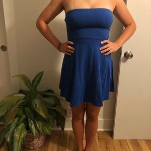 Royal Blue Strapless Skater Dress - Express
